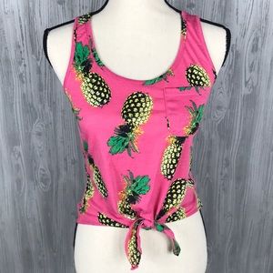 SALE 🔥Pretty Rebel XS pineapple tie front tank.